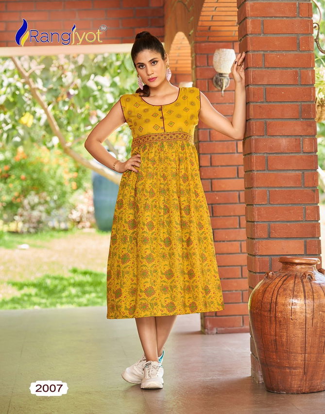 Summer Queen Vol 2 By Rangjyot Cotton Gold Printed Kurtis Wholesale Shop In Surat
